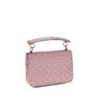 Quilted Fabric Rockstud Shoulder Bag