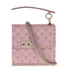Quilted Fabric Rockstud Shoulder Bag