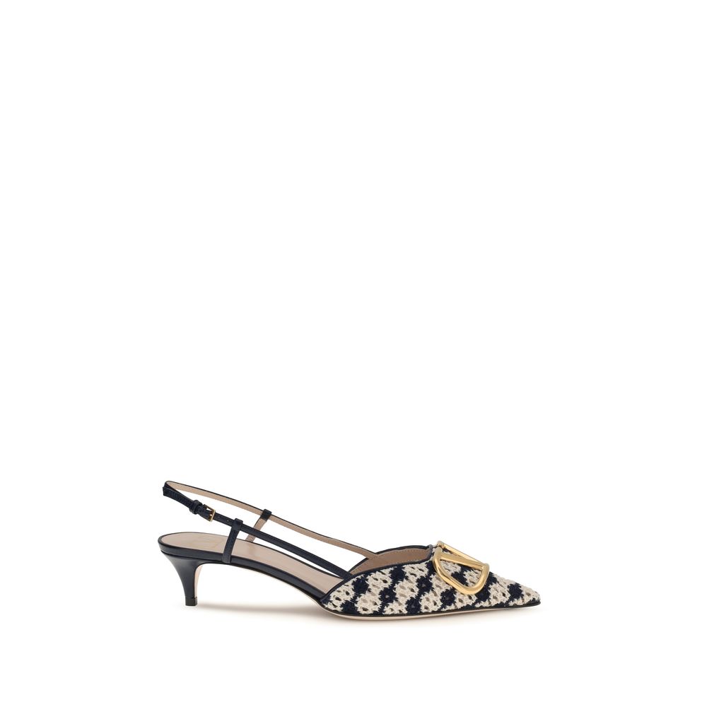 Goatskin VLogo Signature Slingback Pumps