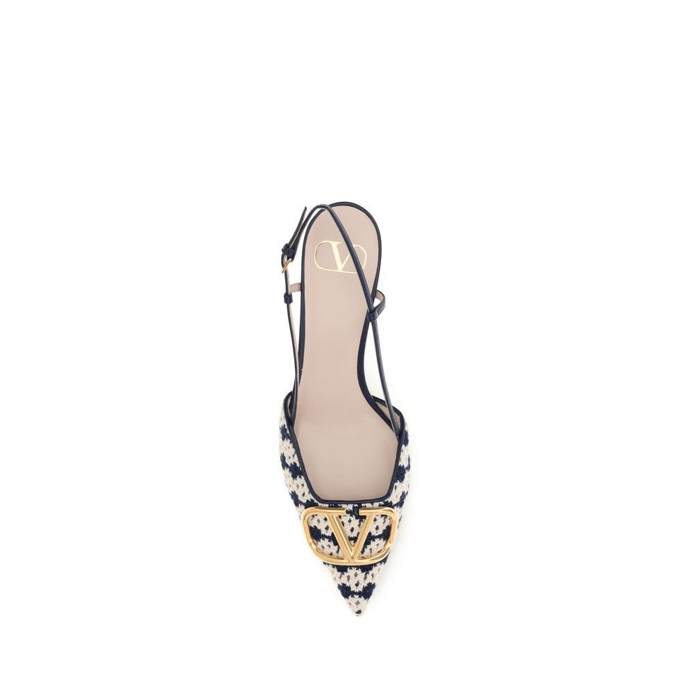 Goatskin VLogo Signature Slingback Pumps