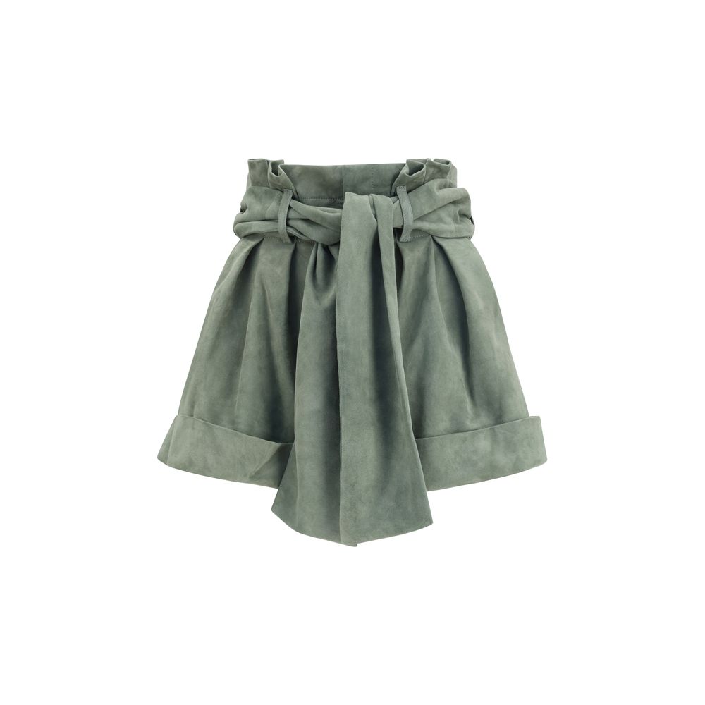Flared High-Waisted Suede Shorts