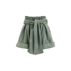 Flared High-Waisted Suede Shorts