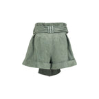 Flared High-Waisted Suede Shorts