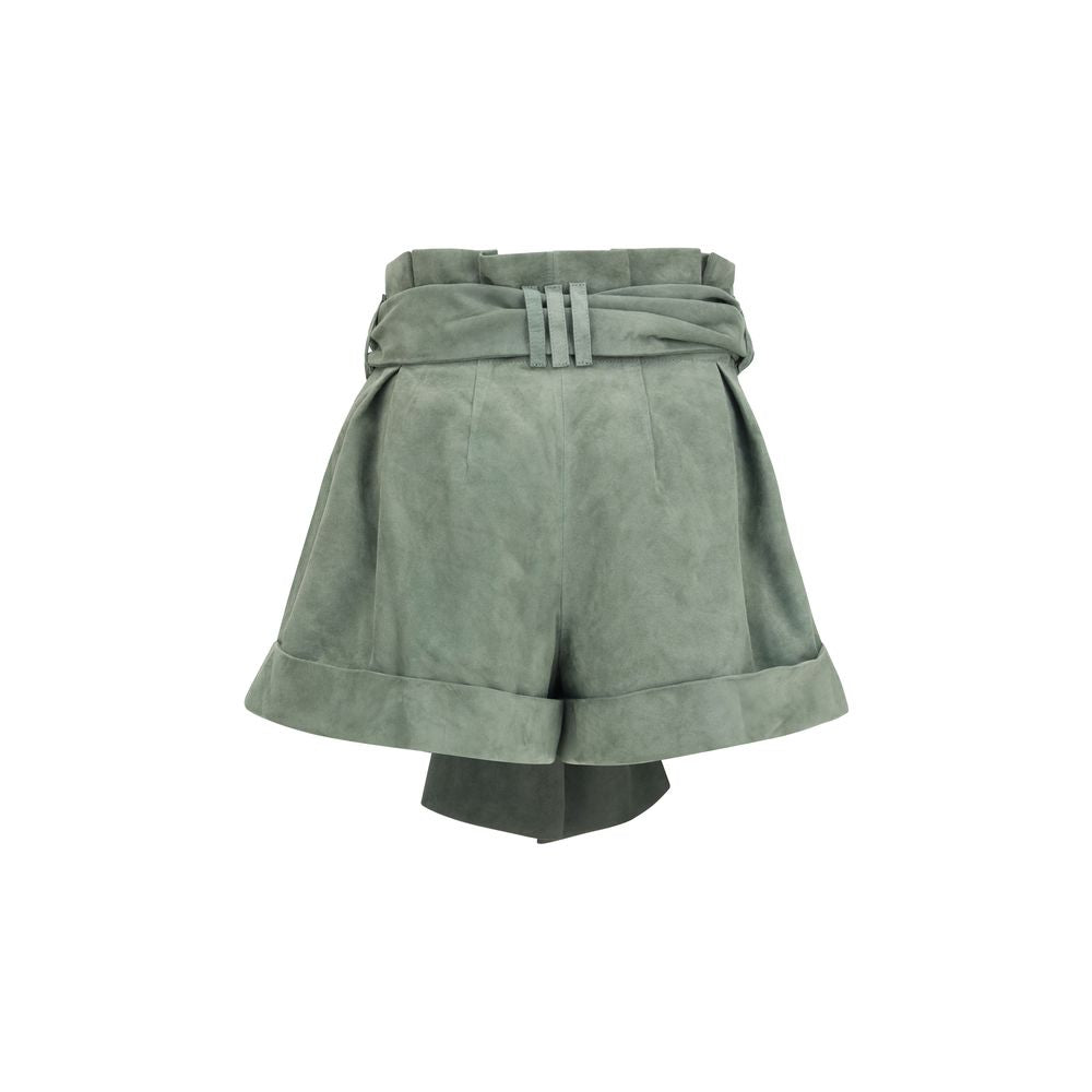 Flared High-Waisted Suede Shorts