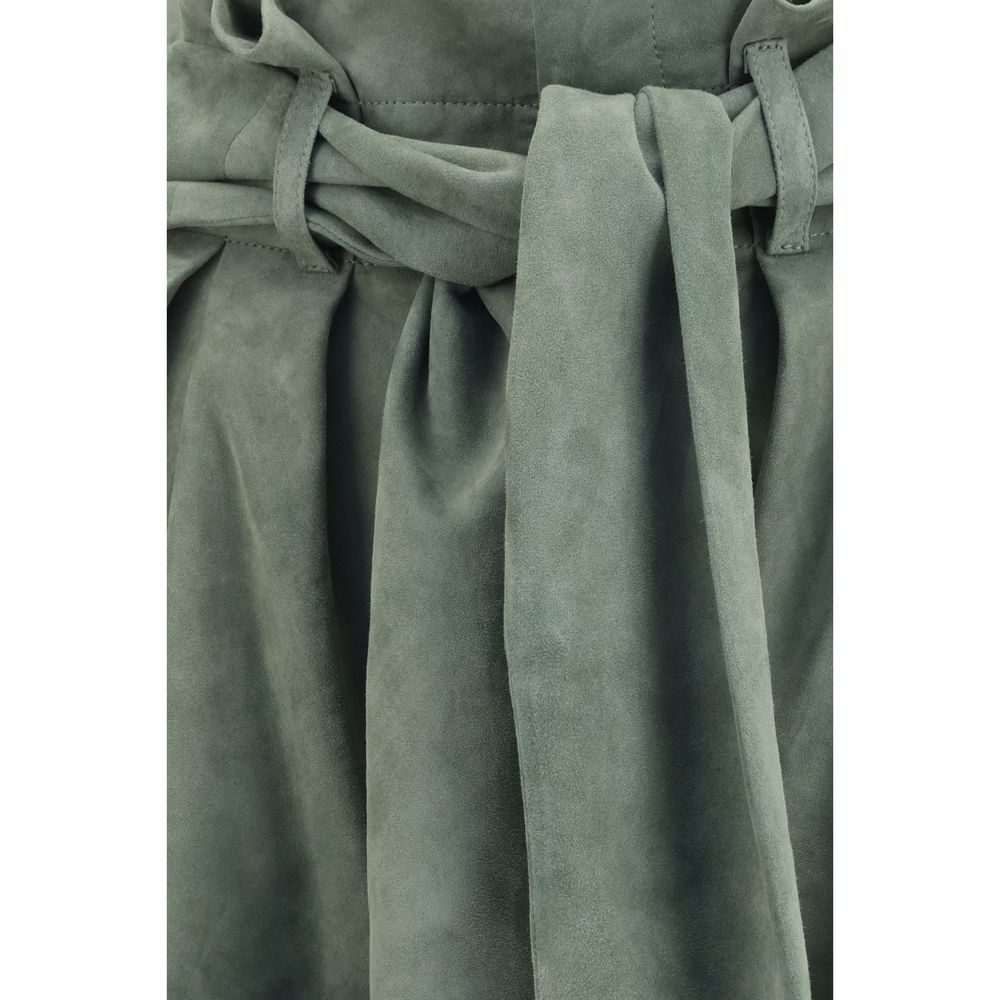 Flared High-Waisted Suede Shorts