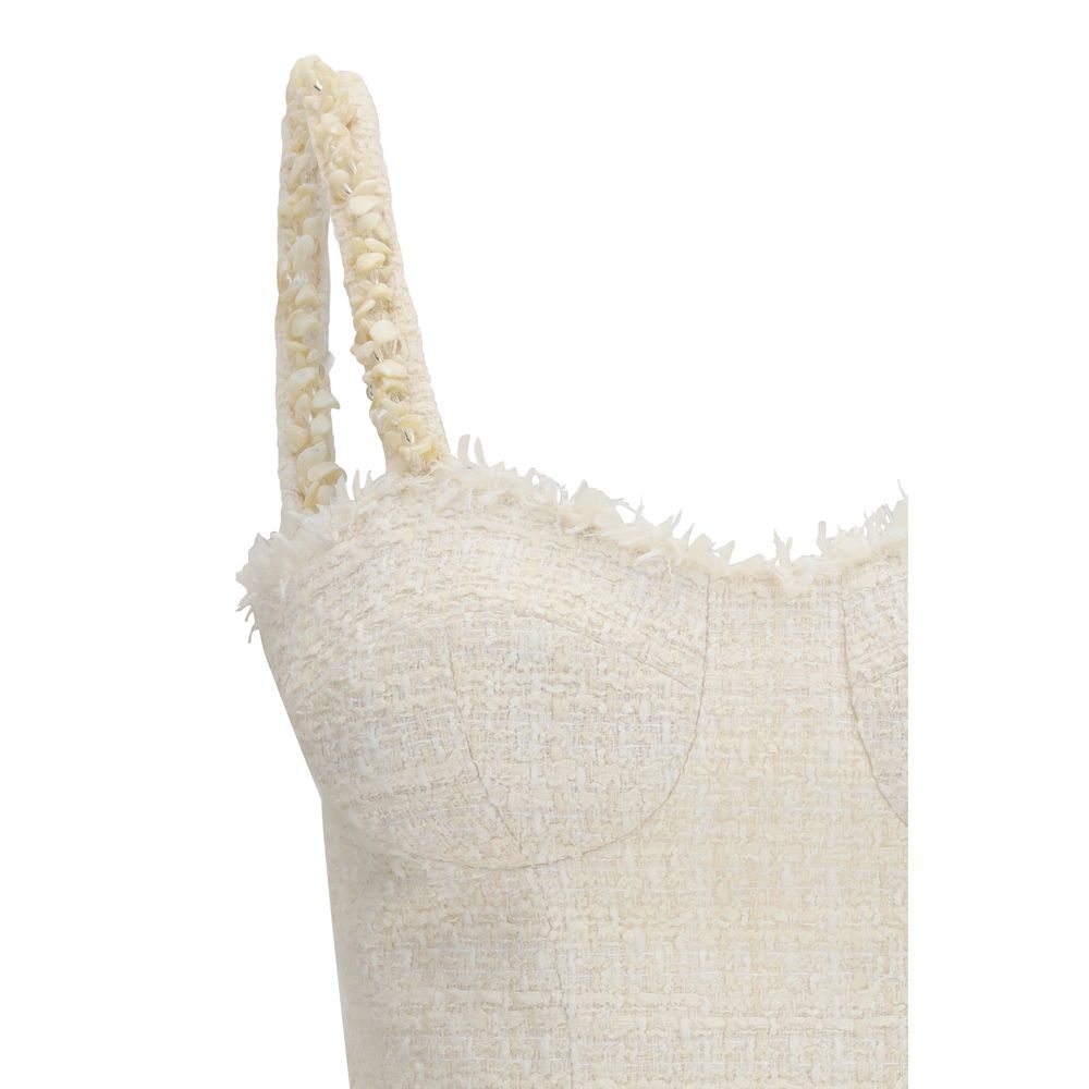 Beige Textured Tweed Top