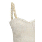 Beige Textured Tweed Top