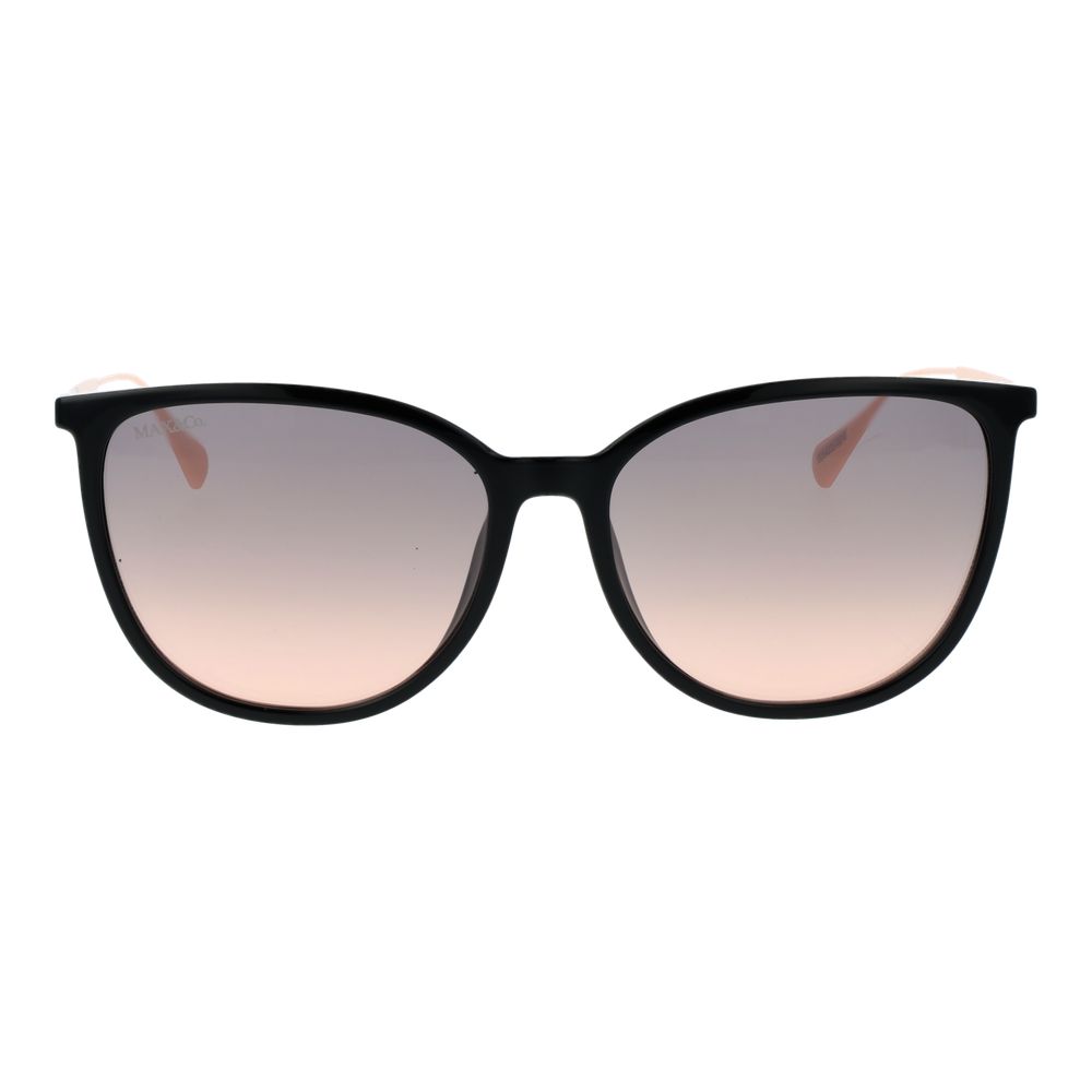 Black Plastic Full-Rim Round Sunglasses Rose Gradient
