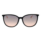 Black Plastic Full-Rim Round Sunglasses Rose Gradient