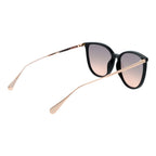Black Plastic Full-Rim Round Sunglasses Rose Gradient