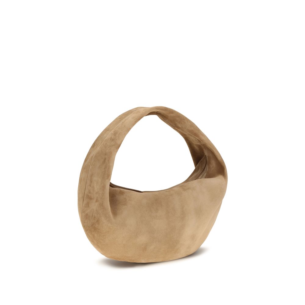 Beige Calf Suede Olivia Medium Hobo Bag