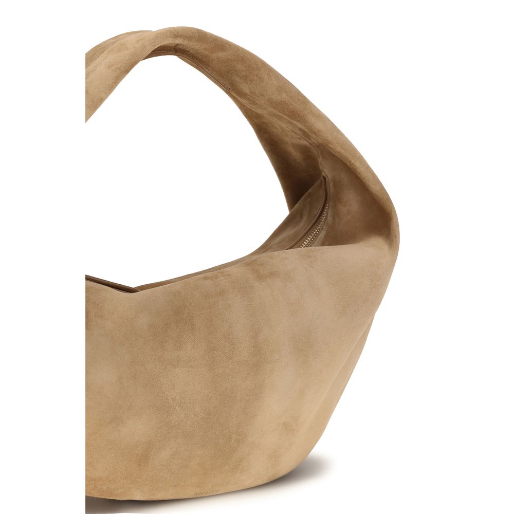 Beige Calf Suede Olivia Medium Hobo Bag