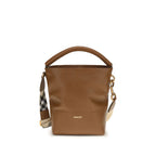 Brown Calf Leather B Clip Bucket Bag