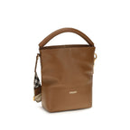 Brown Calf Leather B Clip Bucket Bag