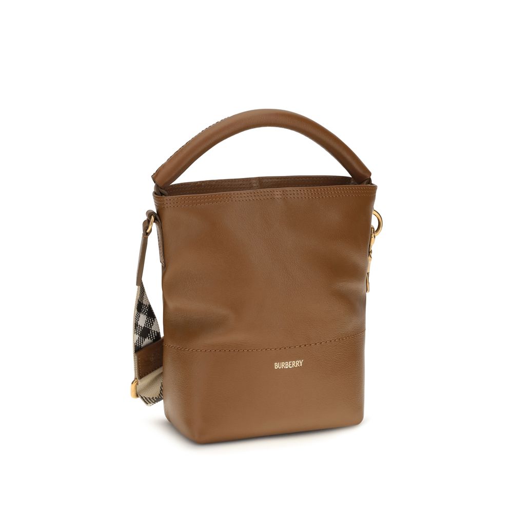 Brown Calf Leather B Clip Bucket Bag
