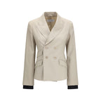 Beige Wool Placido Double Breasted Blazer