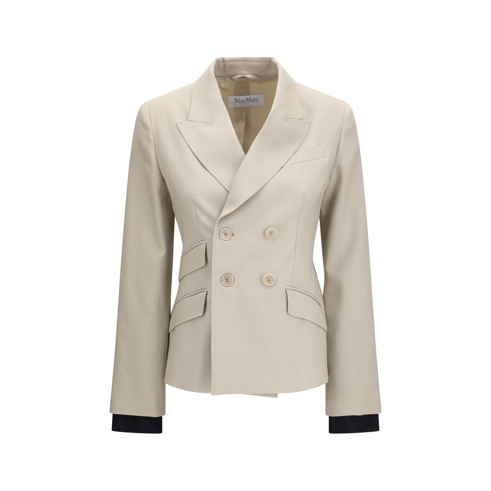 Beige Wool Placido Double Breasted Blazer
