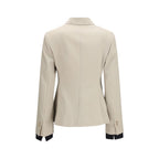 Beige Wool Placido Double Breasted Blazer
