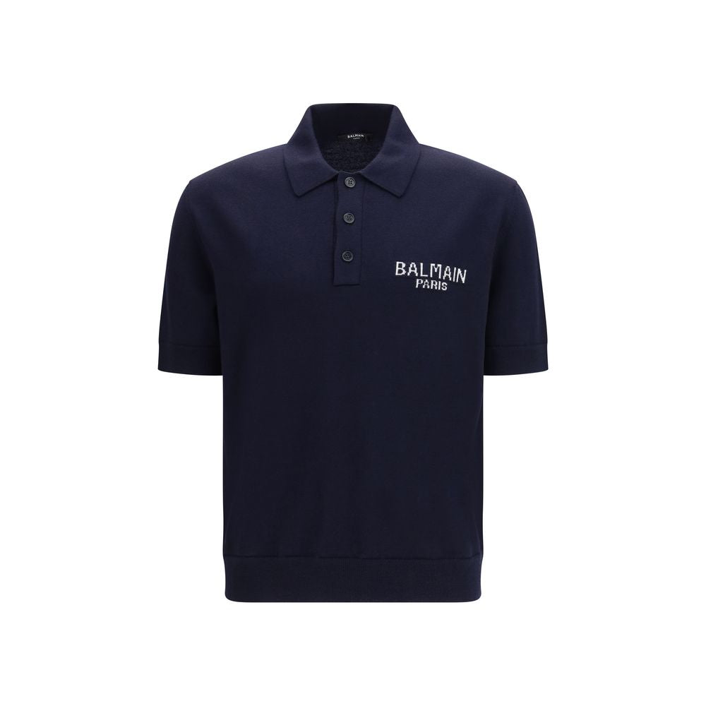 Blue Merino Wool Polo Shirt
