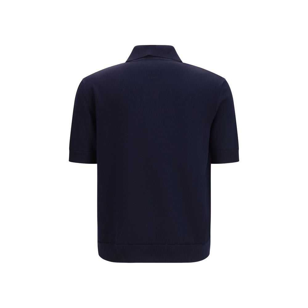 Blue Merino Wool Polo Shirt