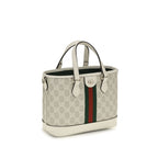 White Coated Canvas Ophidia Tote