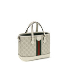 White Coated Canvas Ophidia Tote
