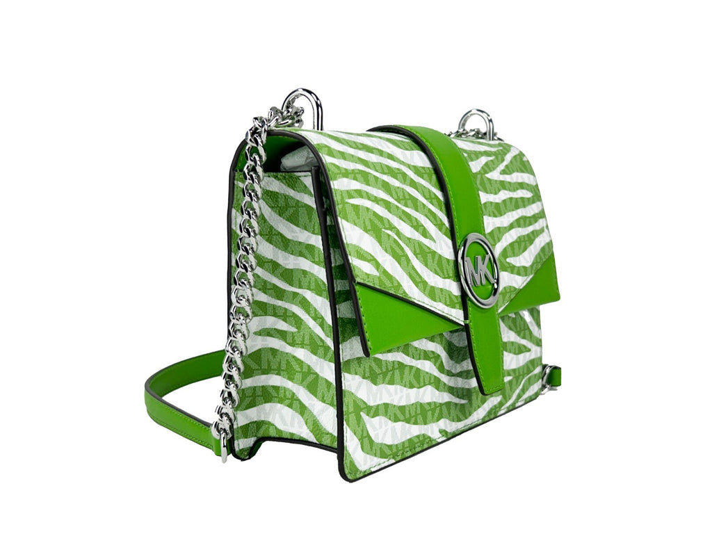 Small Print Logo Coated PVC Crossbody Tote Chain Bag
