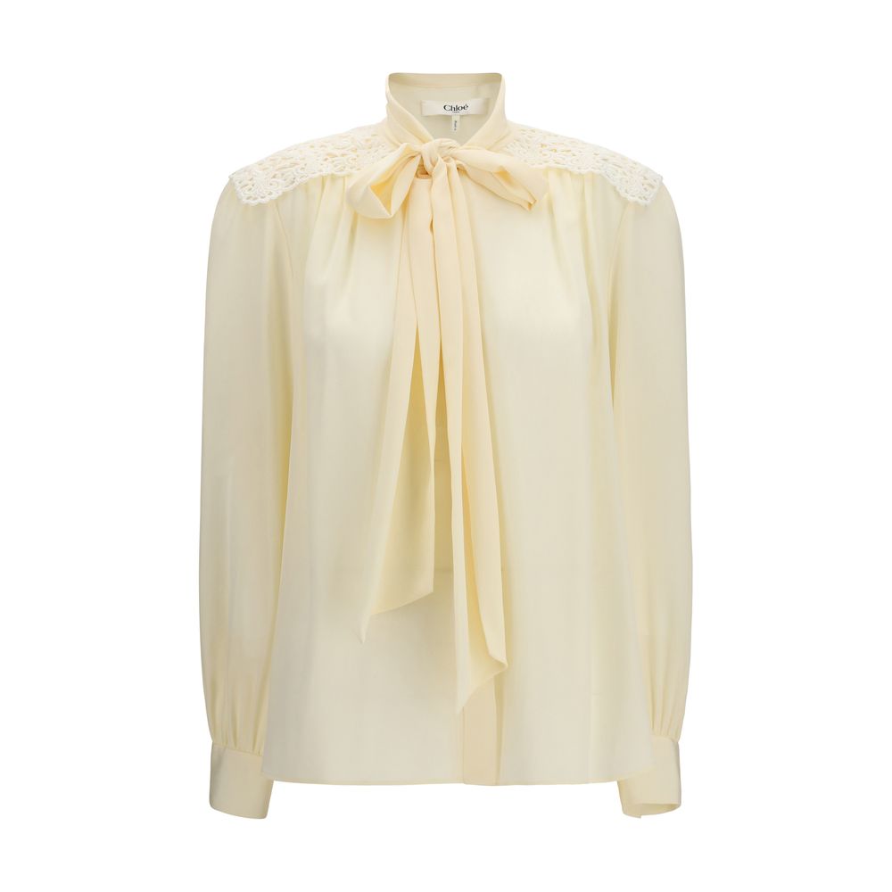 Beige Bow Blouse