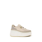 Beige Calfskin Nama Wedge Sneakers
