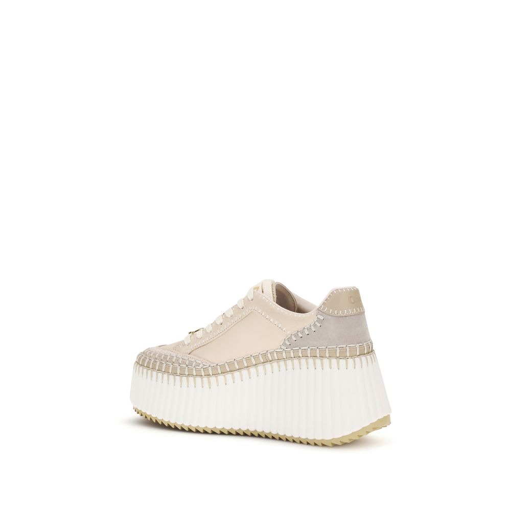 Beige Calfskin Nama Wedge Sneakers