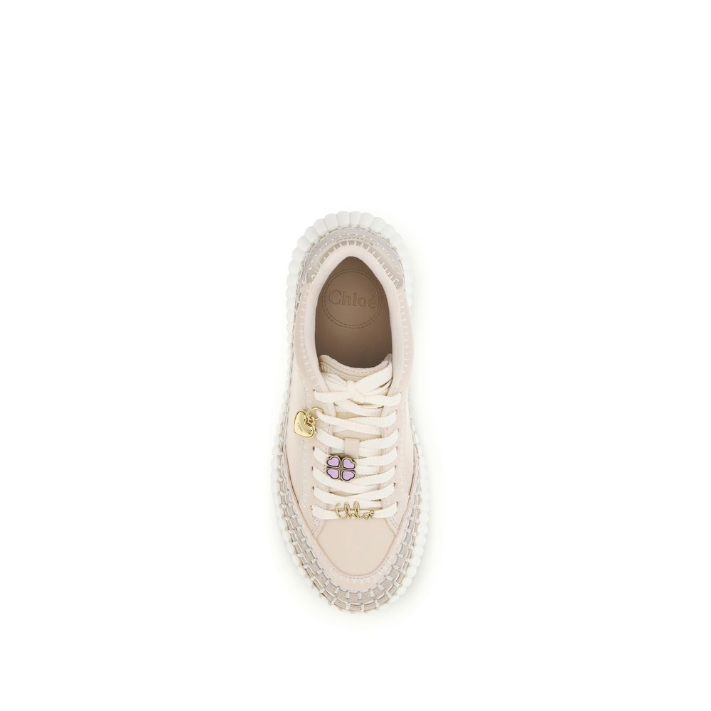 Beige Calfskin Nama Wedge Sneakers