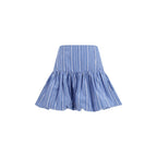 Cotton Striped Balloon Mini Skirt