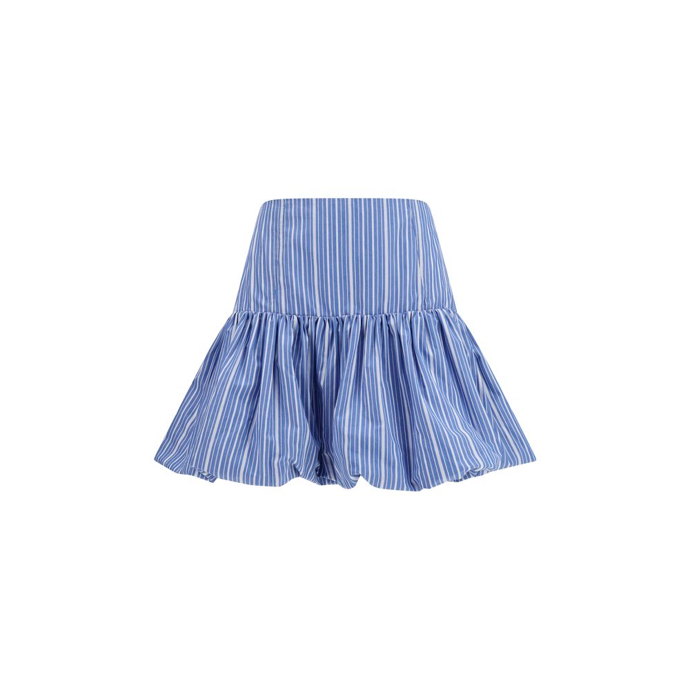 Cotton Striped Balloon Mini Skirt