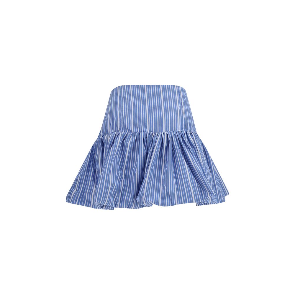 Cotton Striped Balloon Mini Skirt