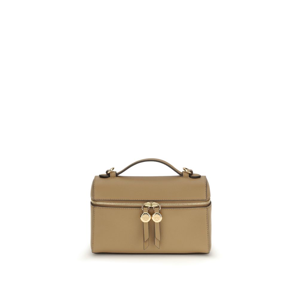 Mini Pebbled Calf Leather Romy Slim Top Handle Bag