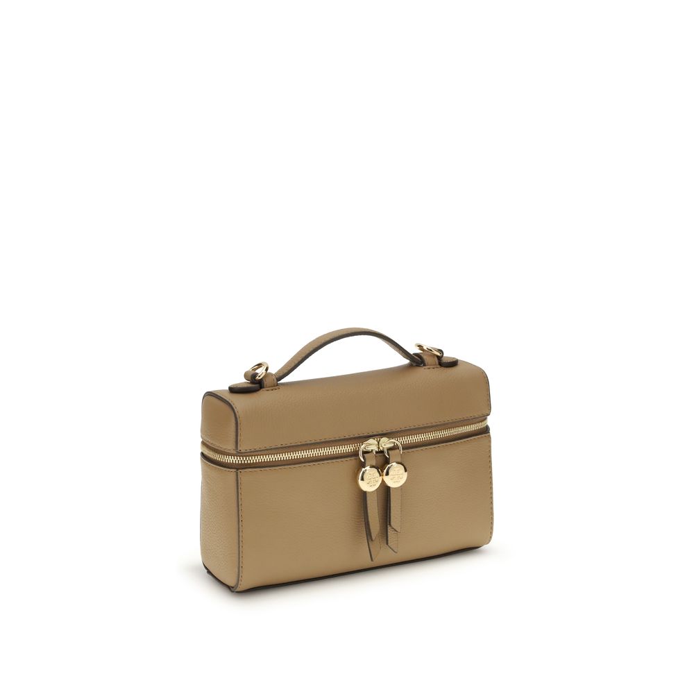Mini Pebbled Calf Leather Romy Slim Top Handle Bag