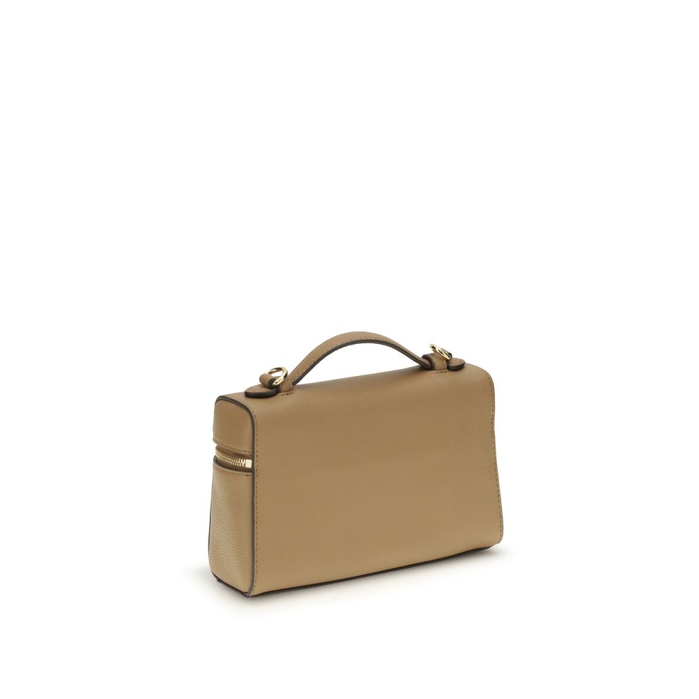 Mini Pebbled Calf Leather Romy Slim Top Handle Bag