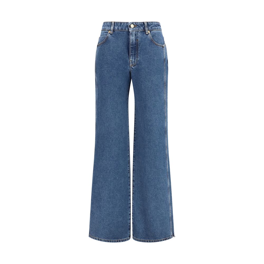 Straight Wide-Leg Cotton Denim Jeans