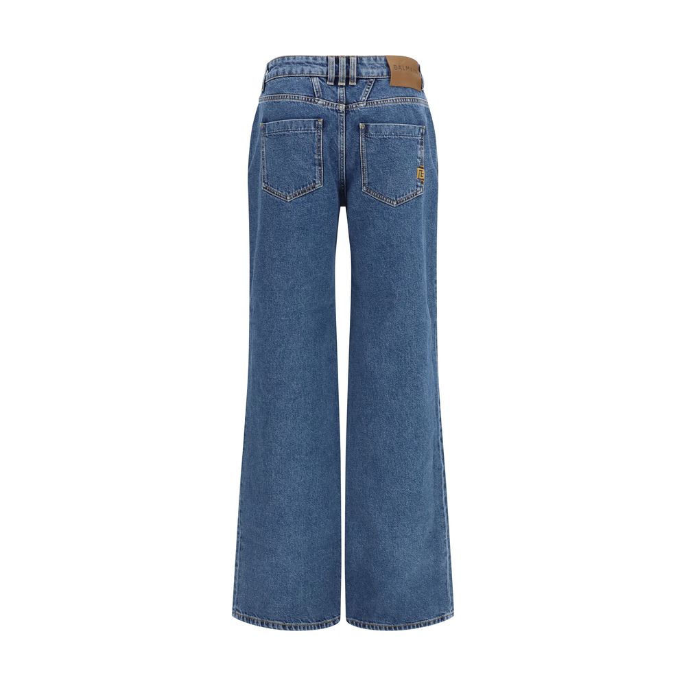 Straight Wide-Leg Cotton Denim Jeans