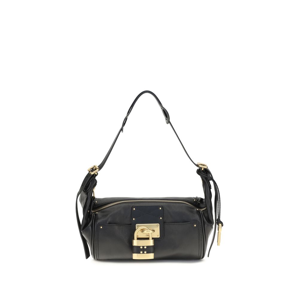 Black Grained Leather Paddington Shoulder Bag