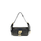 Black Grained Leather Paddington Shoulder Bag