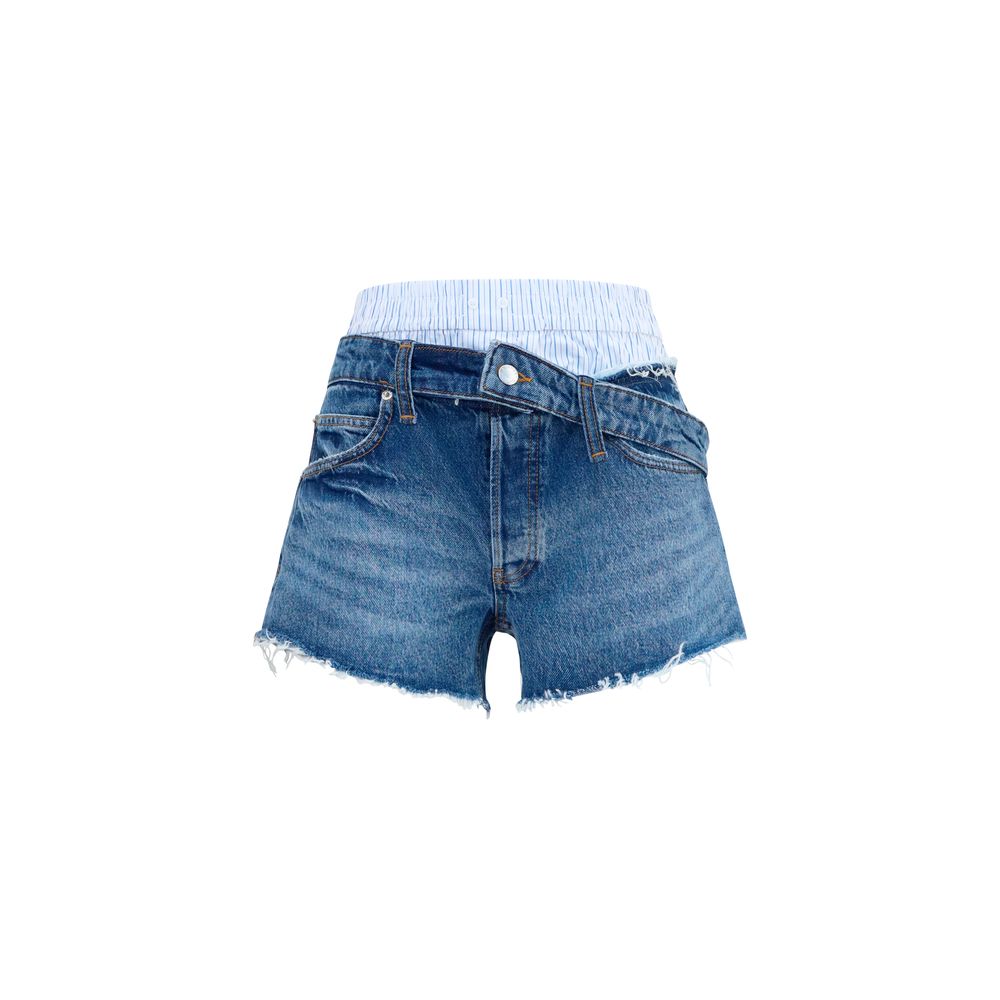 Denim Boxer-Detail Shorts