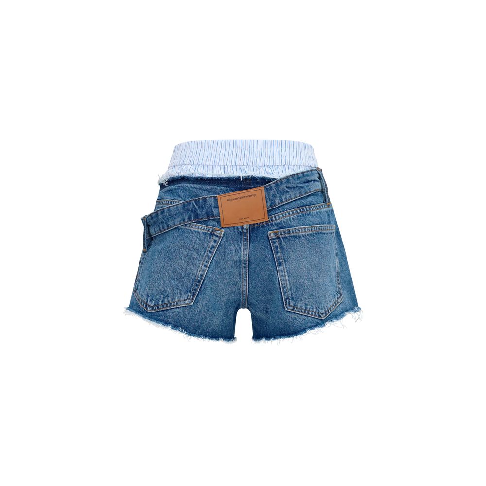 Denim Boxer-Detail Shorts