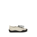 Beige Fabric and Calfskin Athletic Sneaker
