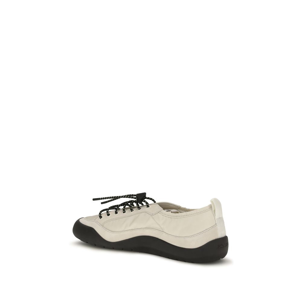 Beige Fabric and Calfskin Athletic Sneaker
