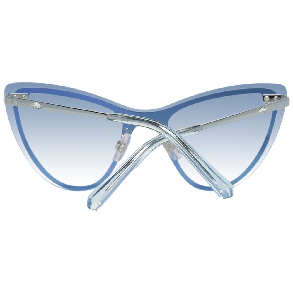Half-Rim Blue Metal Sunglasses