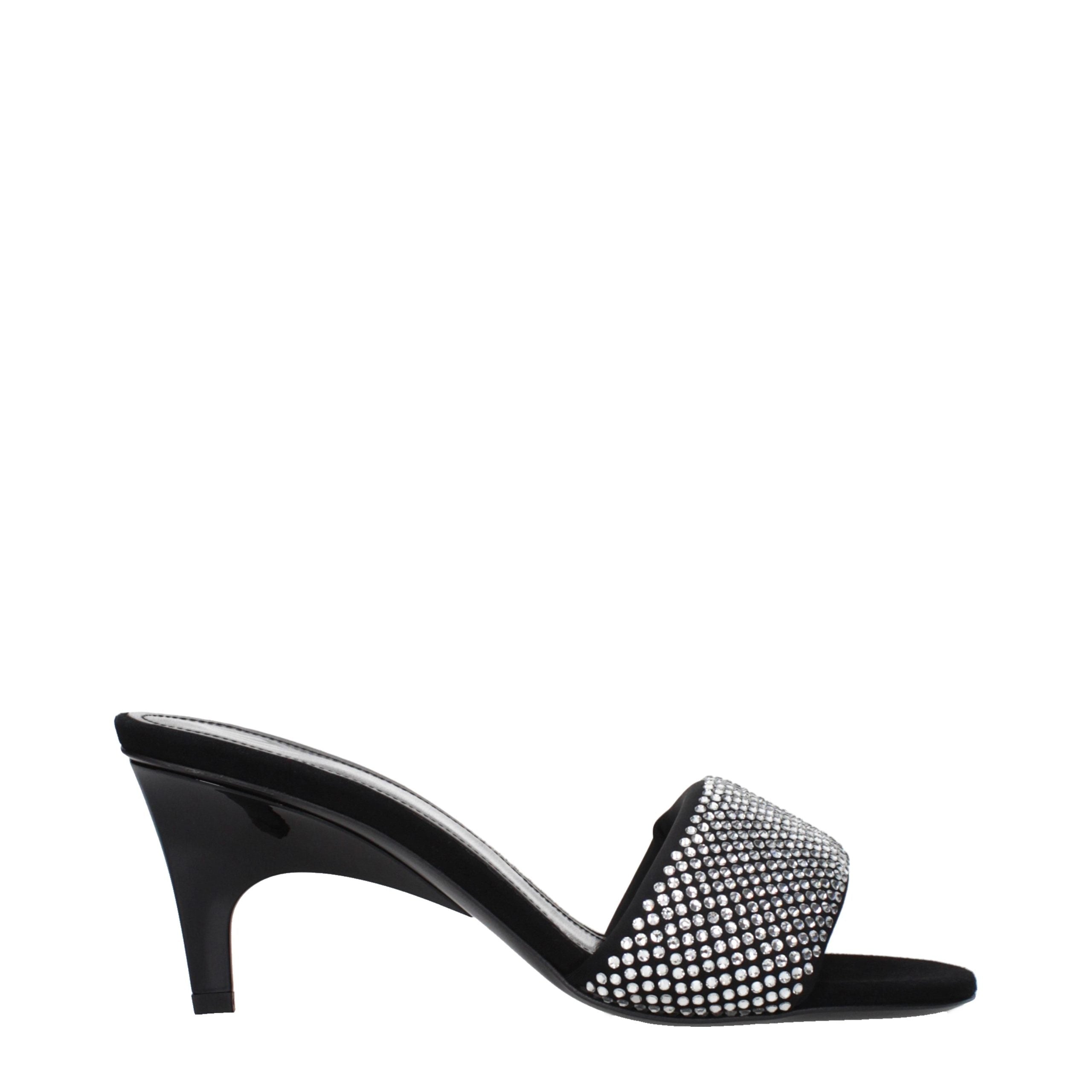 Black Fabric Stiletto Sandals