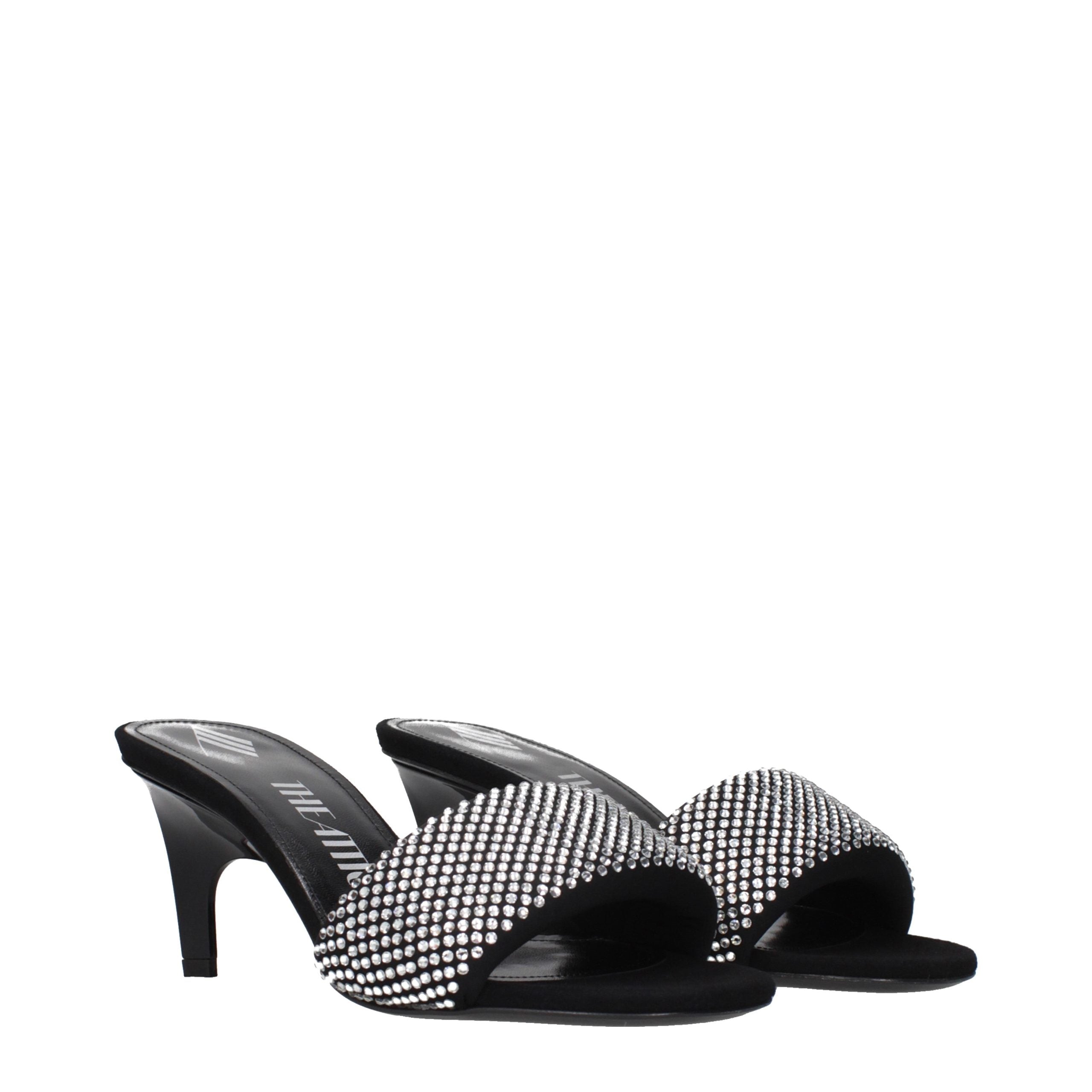 Black Fabric Stiletto Sandals