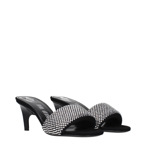 Black Fabric Stiletto Sandals