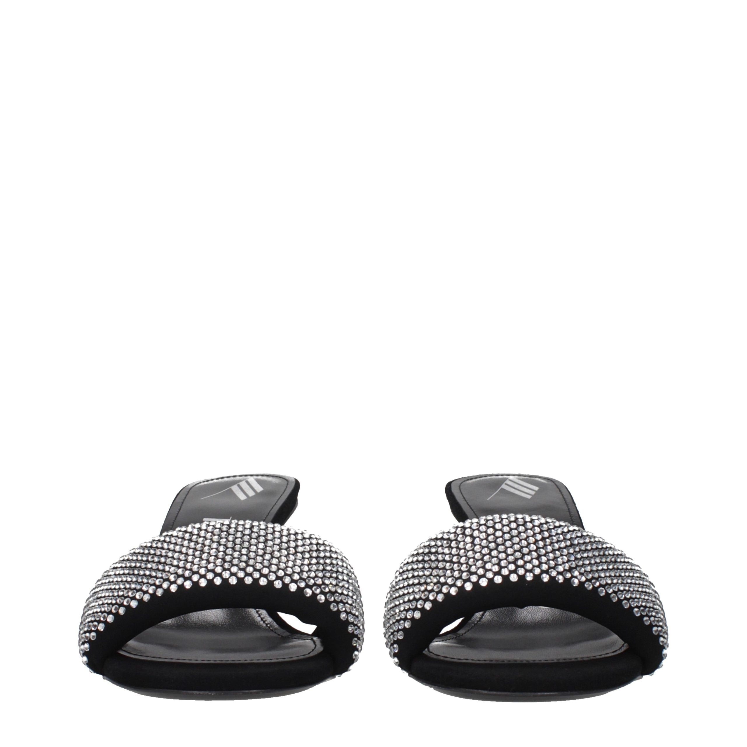 Black Fabric Stiletto Sandals